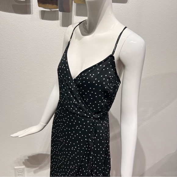 Francesca's Mi Ami Dress Black & White Polka Dots Midi Dress Ruffled Hem Size M - Picture 3 of 15